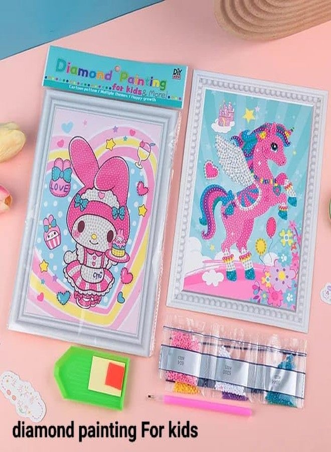 AMANVANI Diamond Painting Kits for Kids with Frame Cute Animal Art and Crafts for Kids, Birthday Return Gifts for Girls, Art and Craft Kit, DIY Kit for Girls (Pack of 4) - Image 2